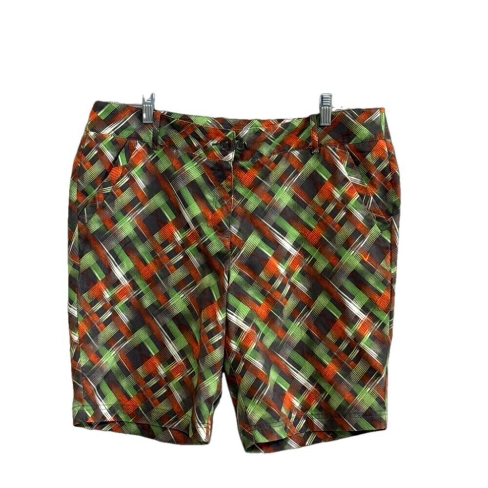 Men's Calloway Green/Orange Plaid Golf Shorts Opti-Dri. See Measurements